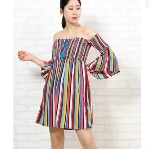 Guess Bright Multicolor Striped High‎ Rise Tie Waist ShortsSize XL